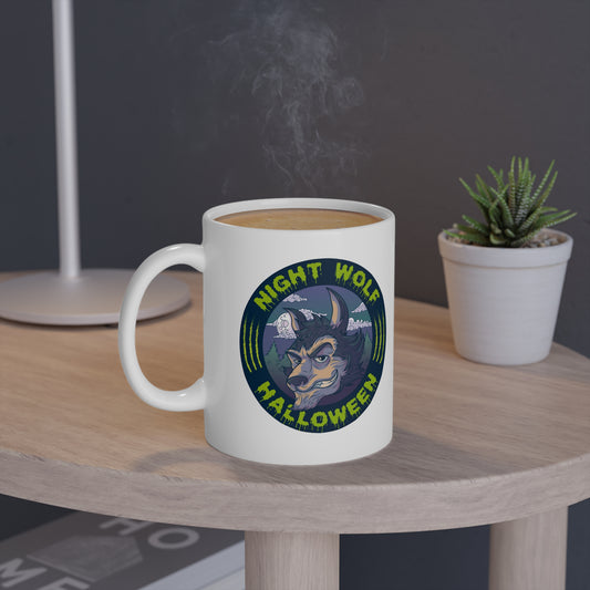Night Wolf Halloween Mug | Spooky Howling Wolf Coffee Cup