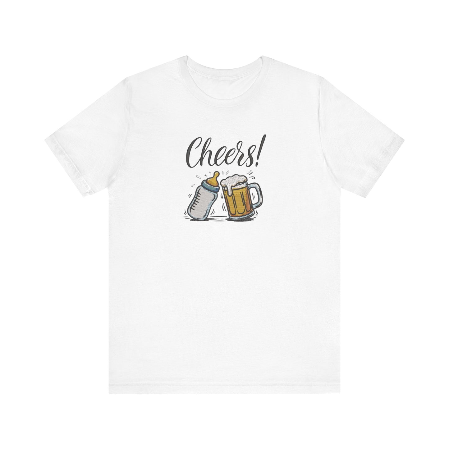 Cheers Beer and Milk Bottle Embroidered T-Shirt | Funny Father’s Day Streetwear Tee