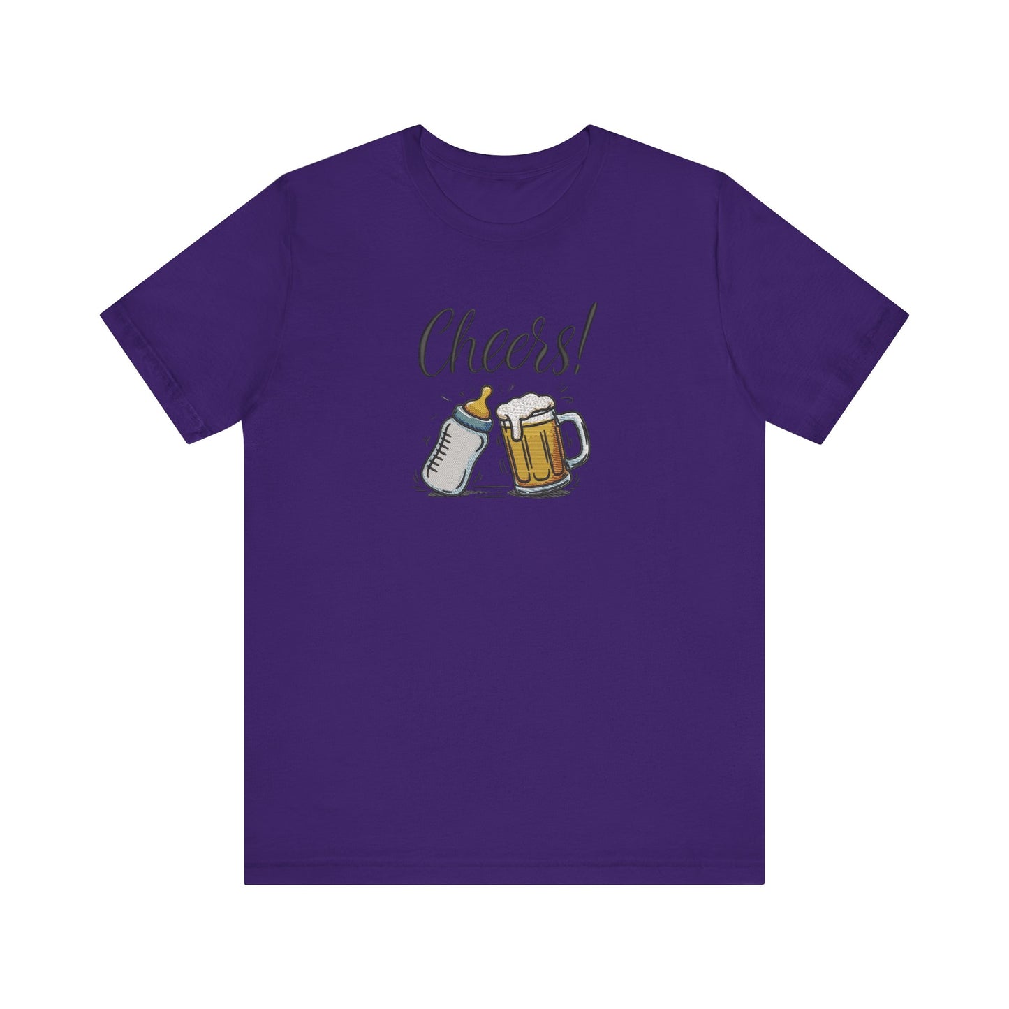 Cheers Beer and Milk Bottle Embroidered T-Shirt | Funny Father’s Day Streetwear Tee