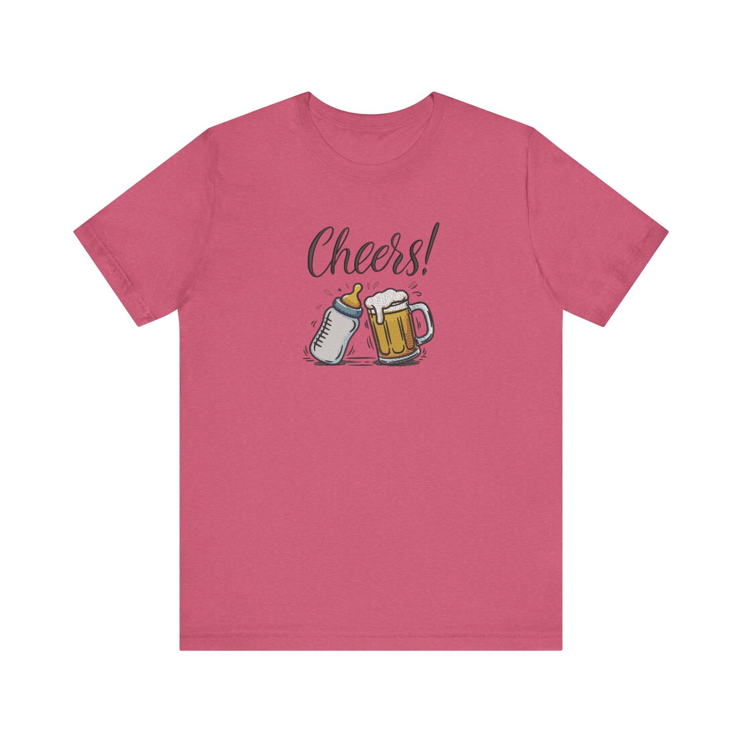 Cheers Beer and Milk Bottle Embroidered T-Shirt | Funny Father’s Day Streetwear Tee