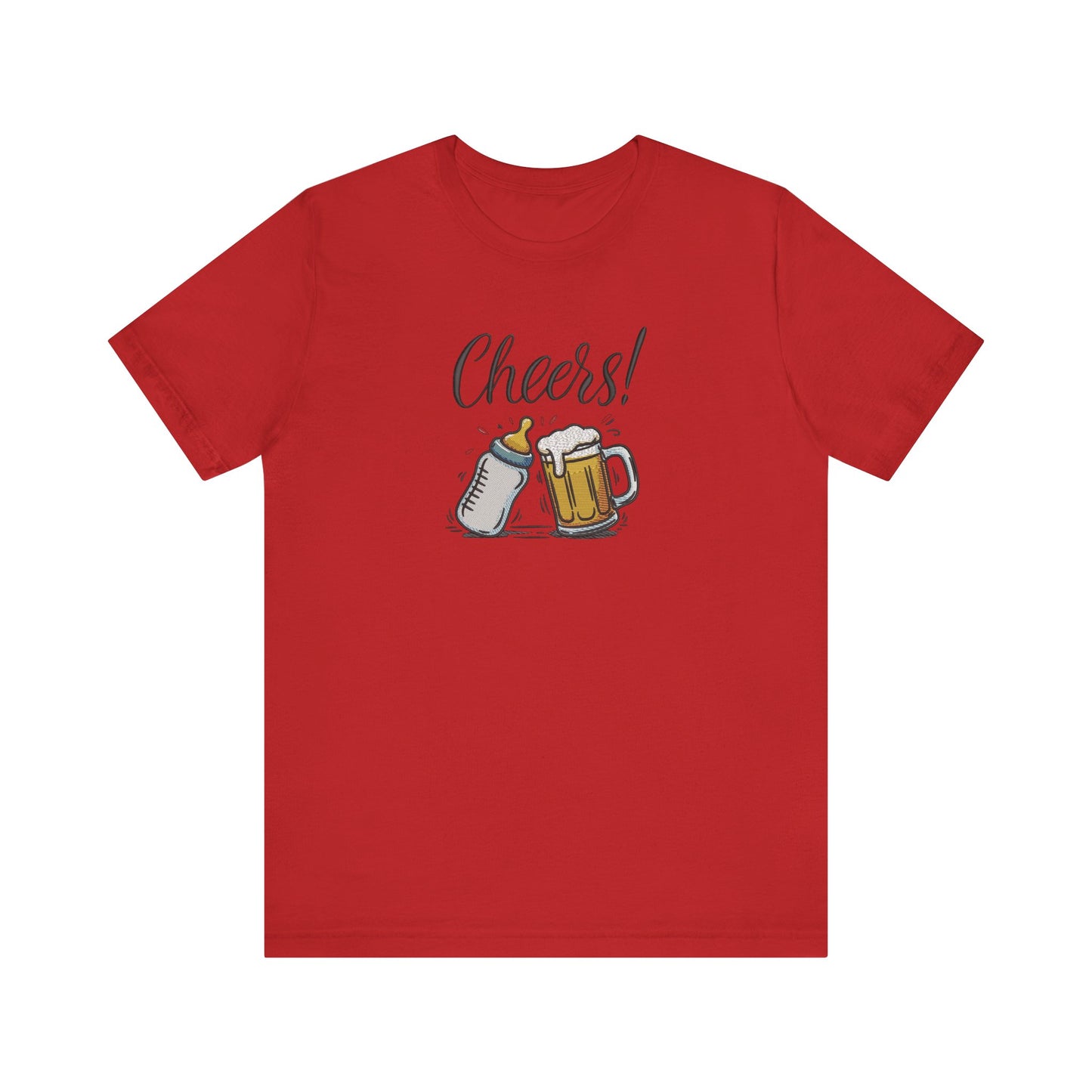Cheers Beer and Milk Bottle Embroidered T-Shirt | Funny Father’s Day Streetwear Tee