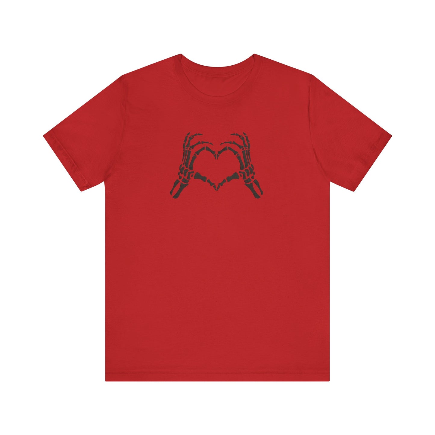 Skeleton Hands Holding Heart Embroidered T-Shirt | Gothic Romantic Streetwear Tee