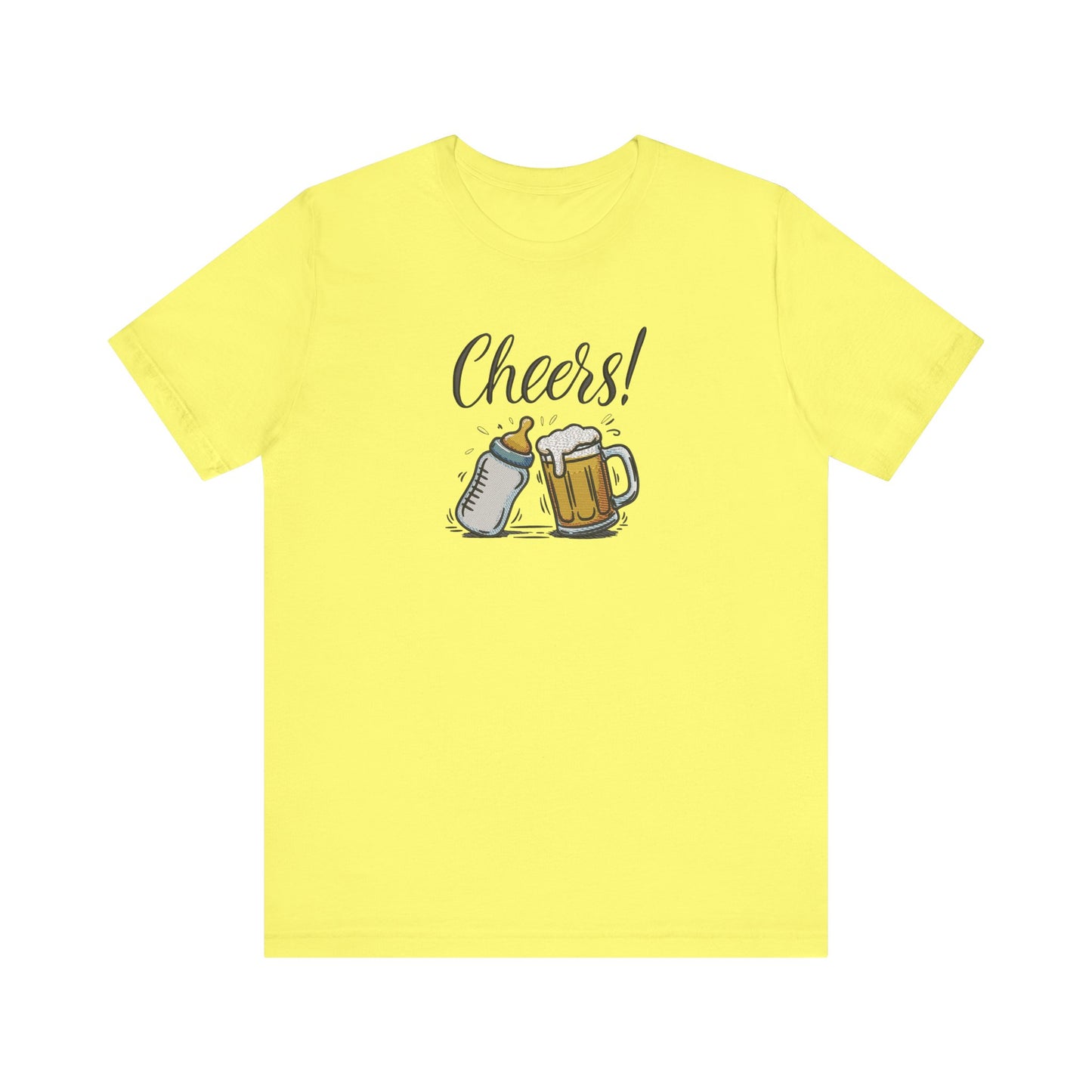 Cheers Beer and Milk Bottle Embroidered T-Shirt | Funny Father’s Day Streetwear Tee