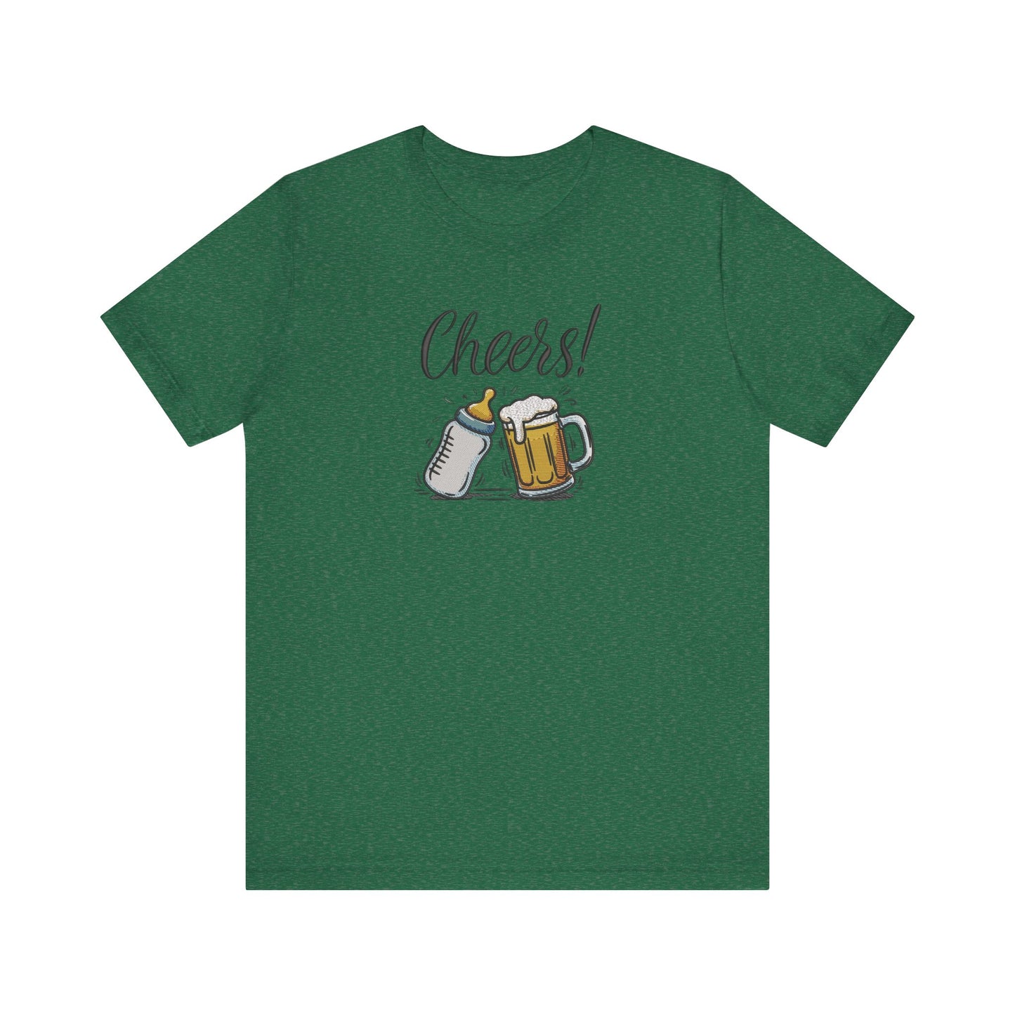 Cheers Beer and Milk Bottle Embroidered T-Shirt | Funny Father’s Day Streetwear Tee