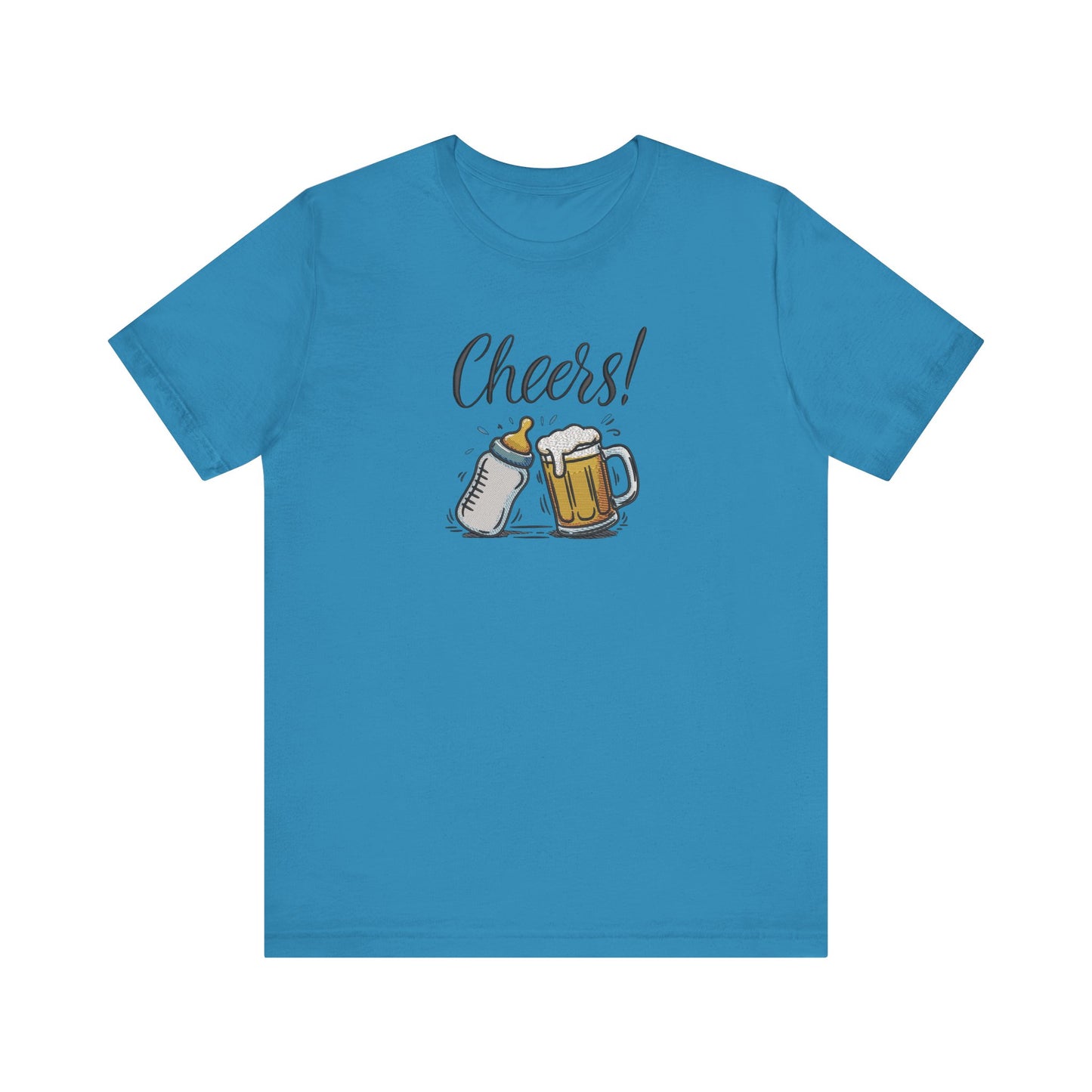 Cheers Beer and Milk Bottle Embroidered T-Shirt | Funny Father’s Day Streetwear Tee