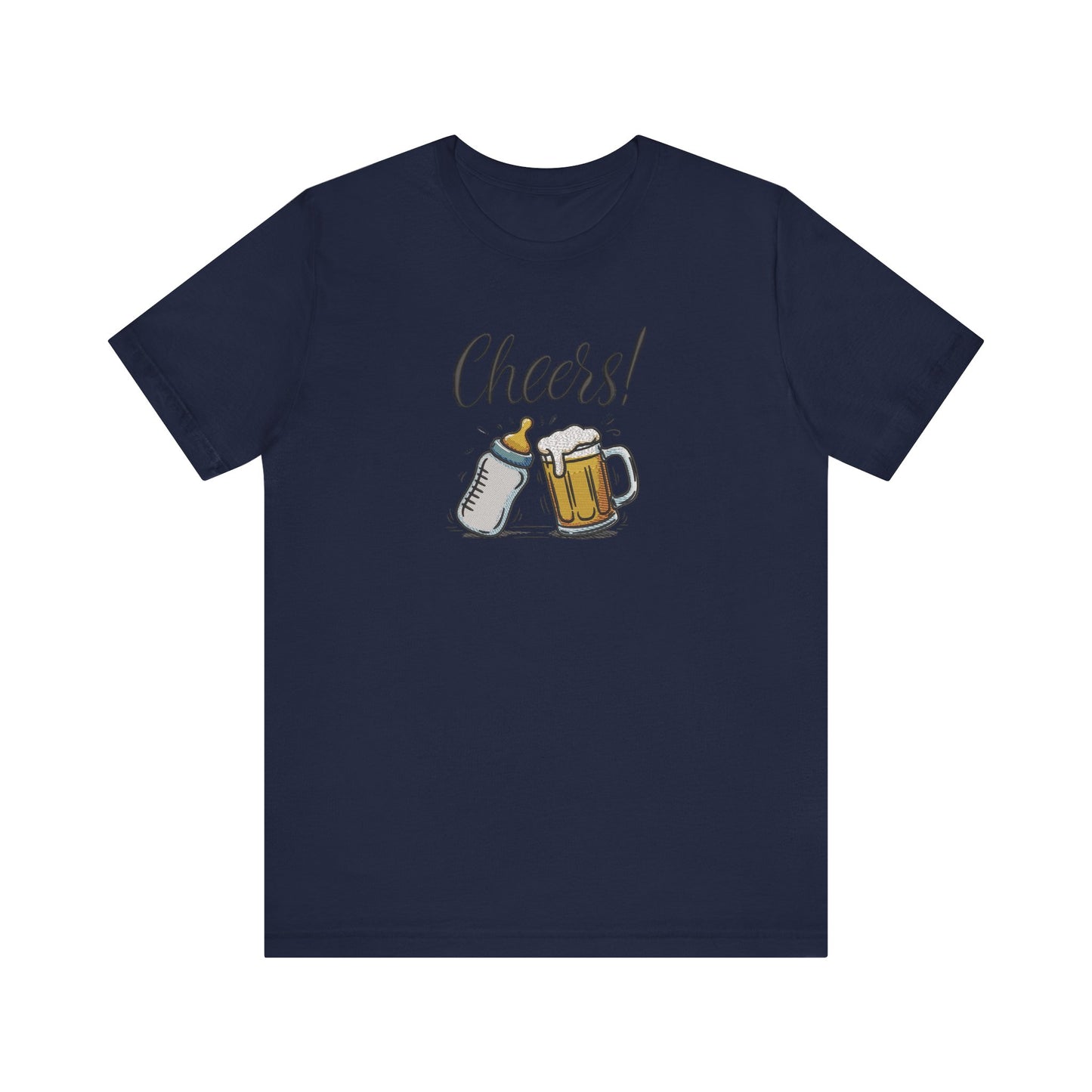 Cheers Beer and Milk Bottle Embroidered T-Shirt | Funny Father’s Day Streetwear Tee