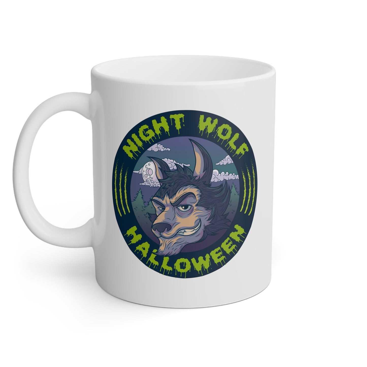 Night Wolf Halloween Mug | Spooky Howling Wolf Coffee Cup