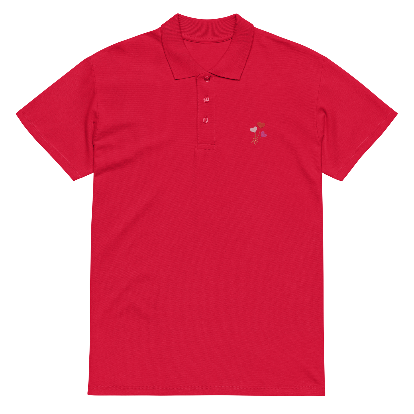 Heart Balloon Embroidered Polo Shirt | Minimal Romantic Streetwear Top