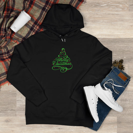 Merry Christmas Tree Embroidered Hoodie | Festive Holiday Streetwear Pullover