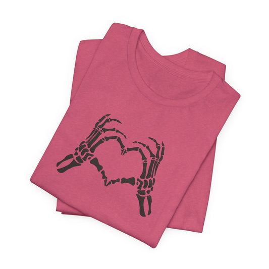 Skeleton Hands Holding Heart Embroidered T-Shirt | Gothic Romantic Streetwear Tee