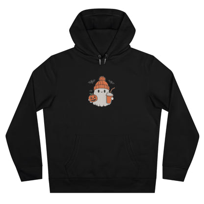 Ghost Holding Boba Tea Embroidered Hoodie | Cute Halloween Bubble Tea Streetwear