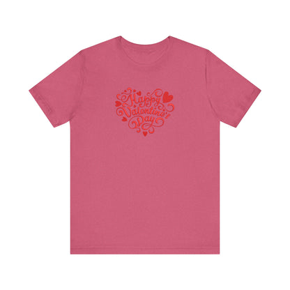 Happy Valentine’s Day Heart Embroidered T-Shirt | Romantic Streetwear Tee
