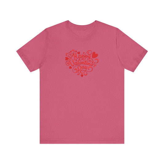 Happy Valentine’s Day Heart Embroidered T-Shirt | Romantic Streetwear Tee