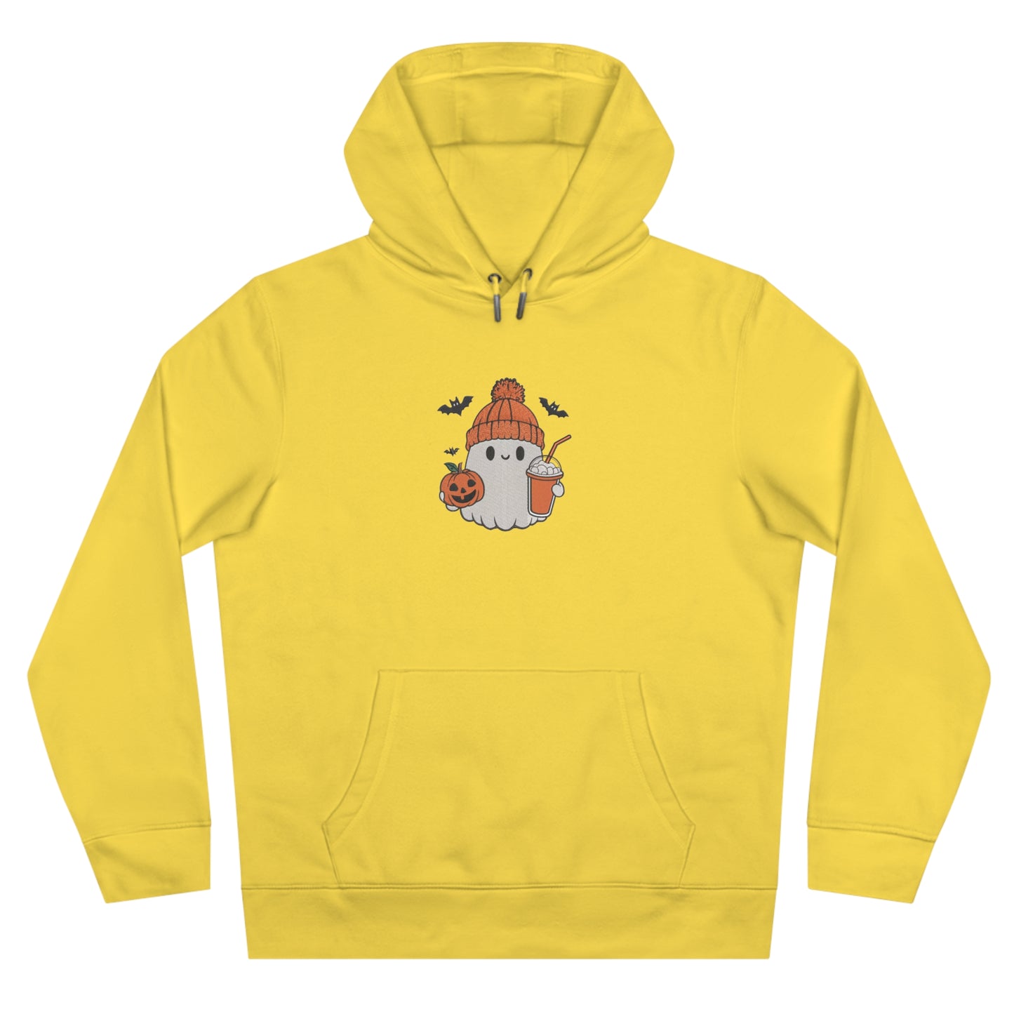 Ghost Holding Boba Tea Embroidered Hoodie | Cute Halloween Bubble Tea Streetwear