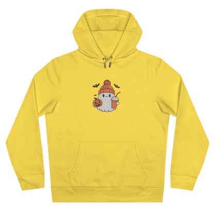 Ghost Holding Boba Tea Embroidered Hoodie | Cute Halloween Bubble Tea Streetwear