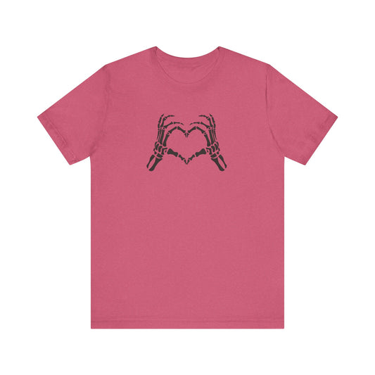 Skeleton Hands Holding Heart Embroidered T-Shirt | Gothic Romantic Streetwear Tee