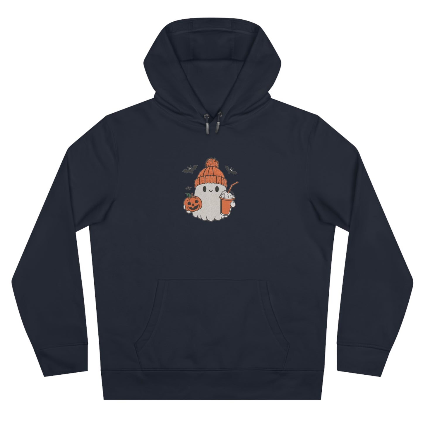 Ghost Holding Boba Tea Embroidered Hoodie | Cute Halloween Bubble Tea Streetwear