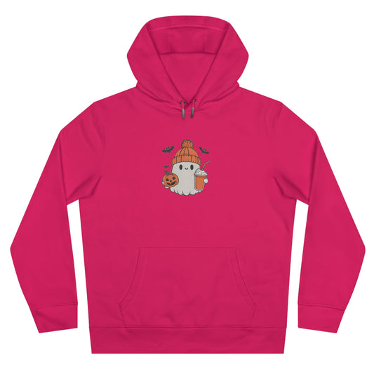 Ghost Holding Boba Tea Embroidered Hoodie | Cute Halloween Bubble Tea Streetwear