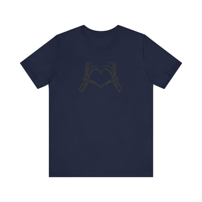 Skeleton Hands Holding Heart Embroidered T-Shirt | Gothic Romantic Streetwear Tee