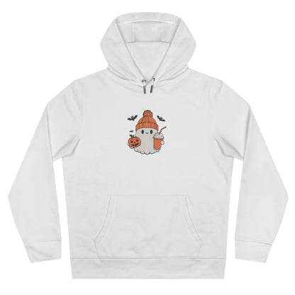 Ghost Holding Boba Tea Embroidered Hoodie | Cute Halloween Bubble Tea Streetwear