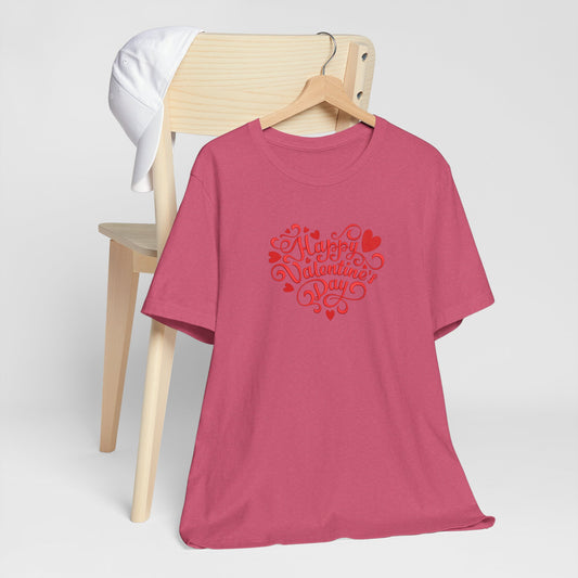 Happy Valentine’s Day Heart Embroidered T-Shirt | Romantic Streetwear Tee