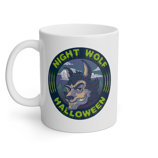 Night Wolf Halloween Mug | Spooky Howling Wolf Coffee Cup