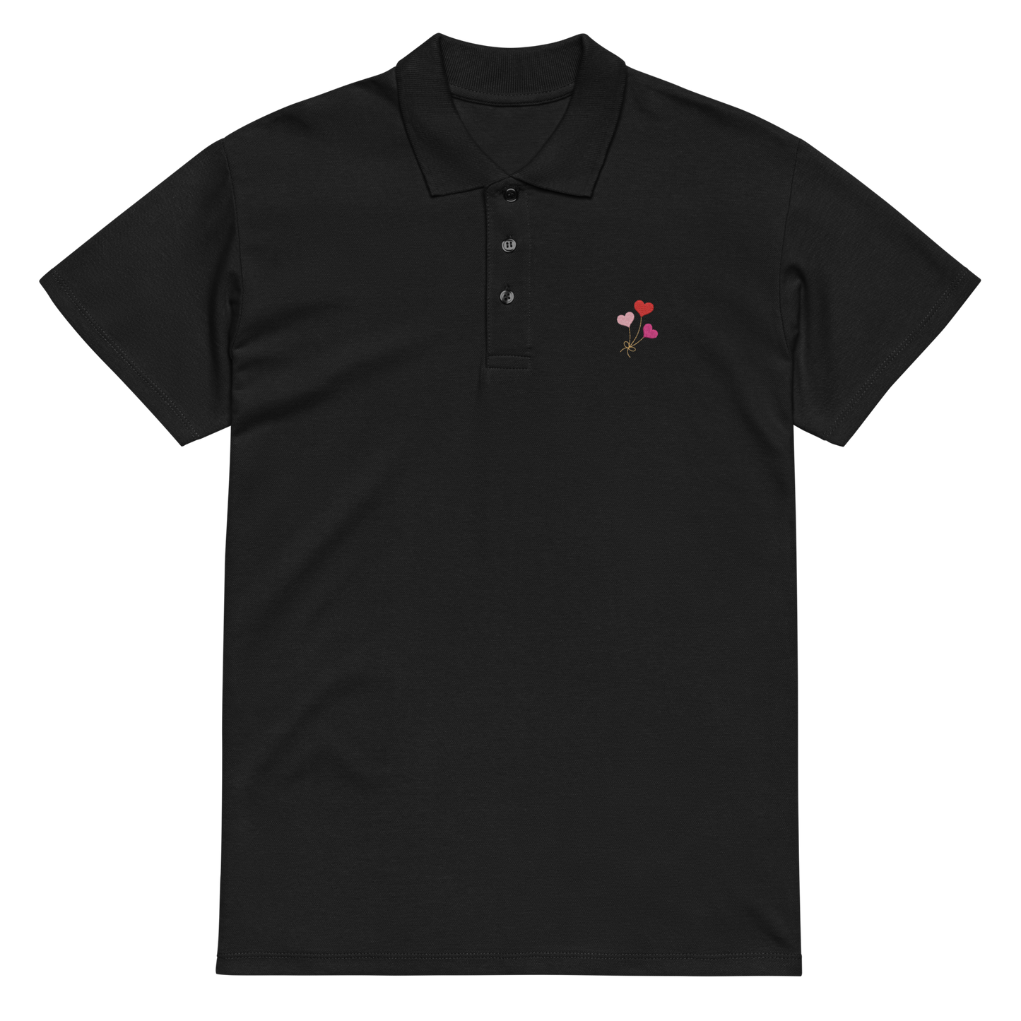 Heart Balloon Embroidered Polo Shirt | Minimal Romantic Streetwear Top