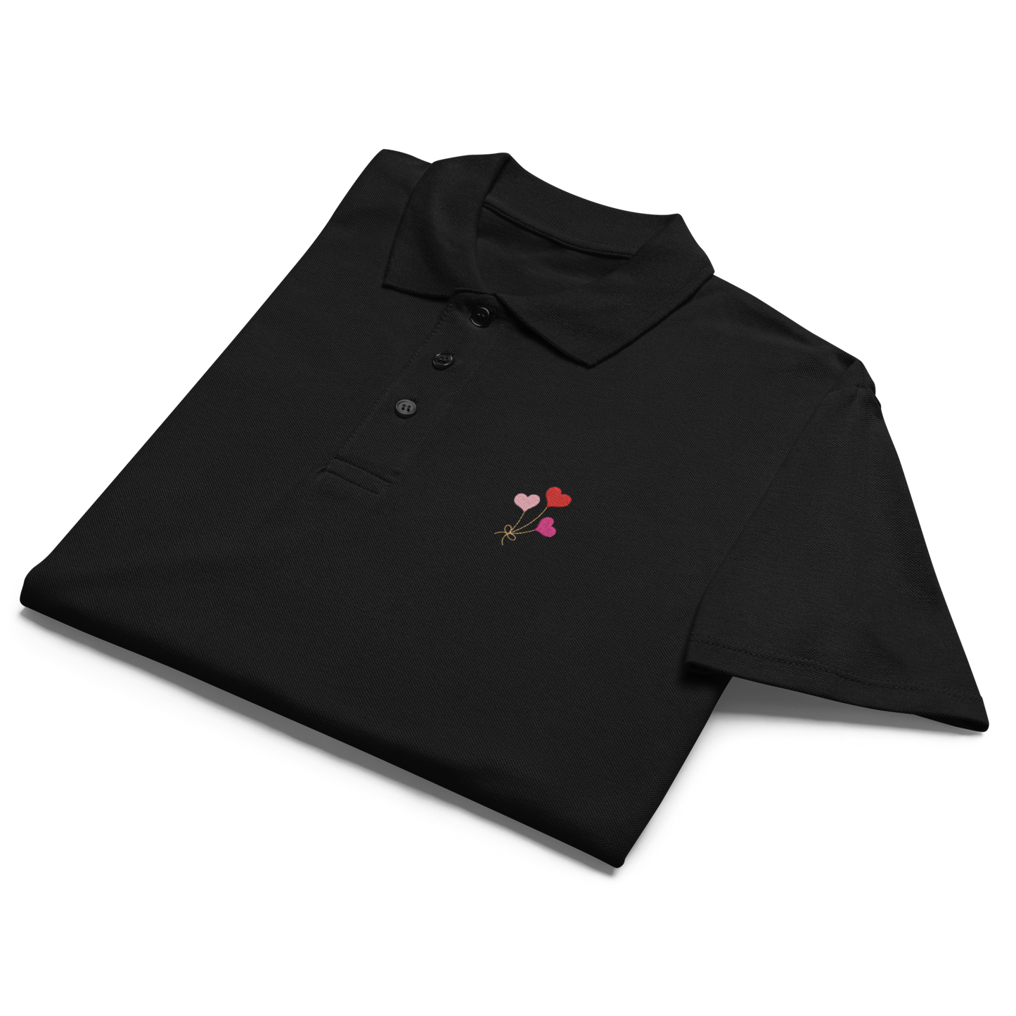 Heart Balloon Embroidered Polo Shirt | Minimal Romantic Streetwear Top