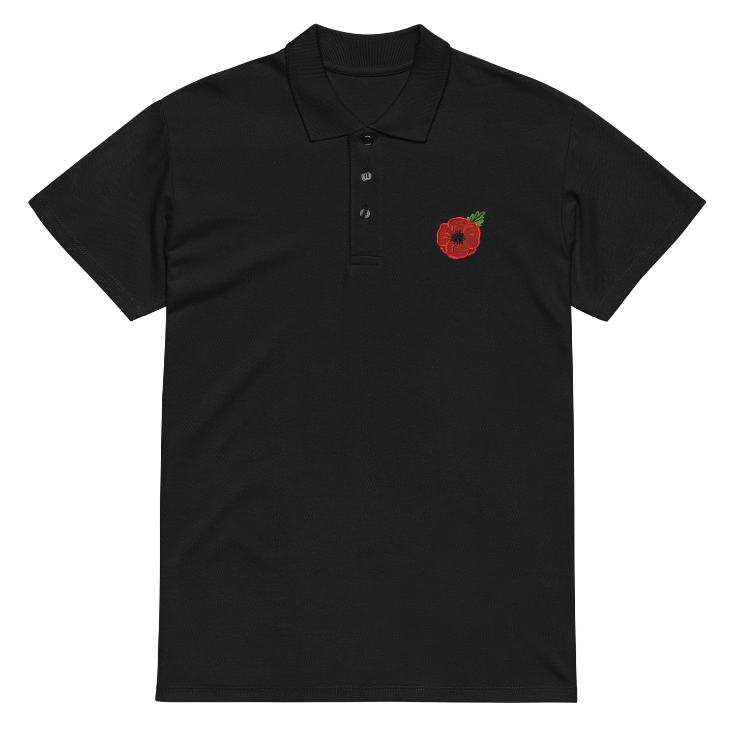 Poppy Flower Embroidered Polo Shirt | Floral Casual Streetwear Top