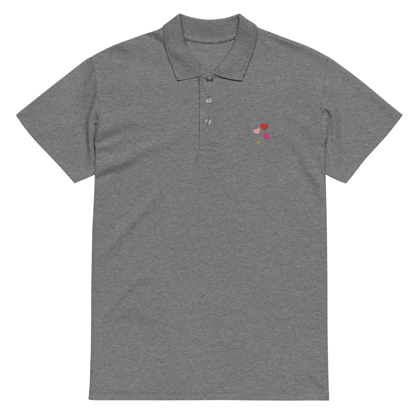 Heart Balloon Embroidered Polo Shirt | Minimal Romantic Streetwear Top