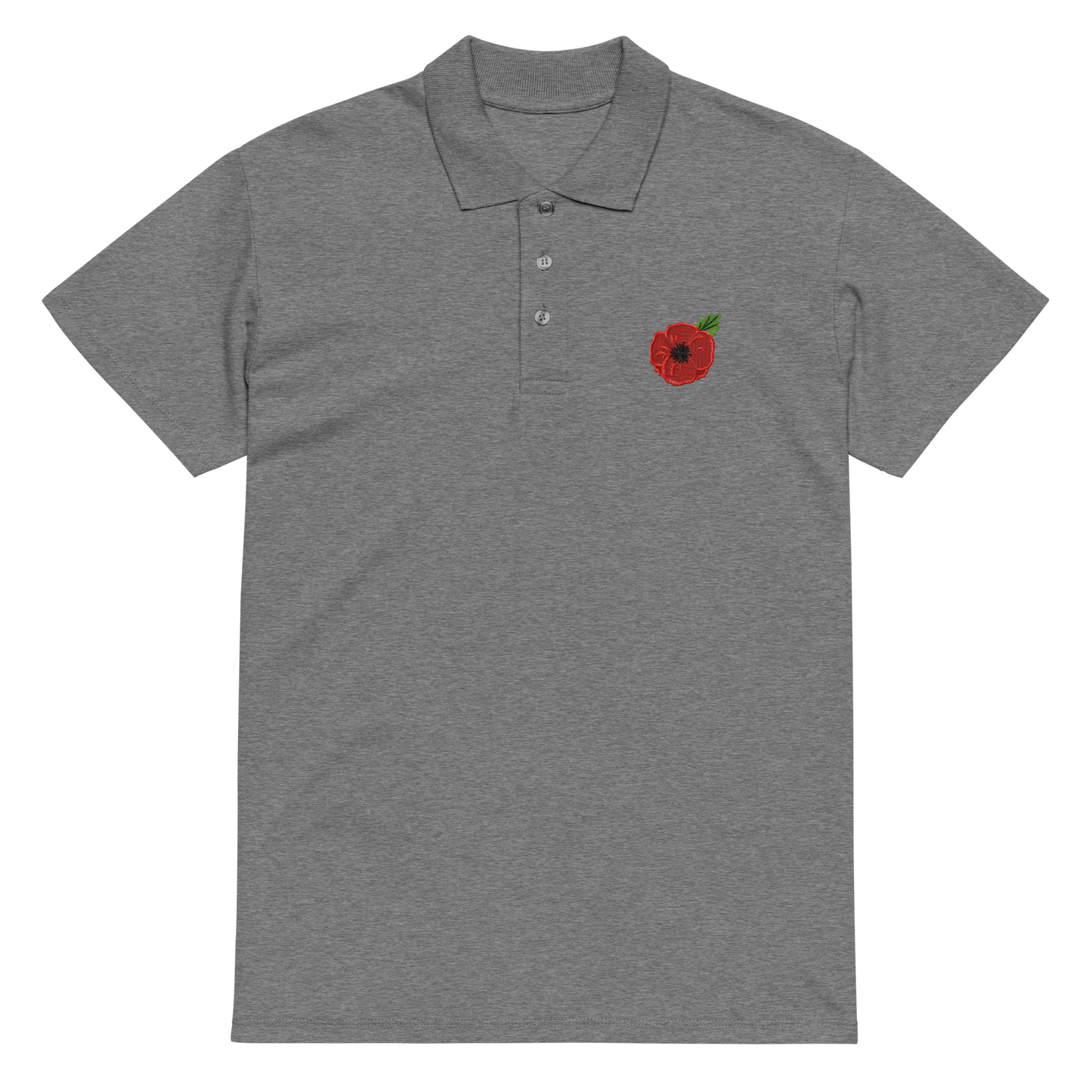 Poppy Flower Embroidered Polo Shirt | Floral Casual Streetwear Top