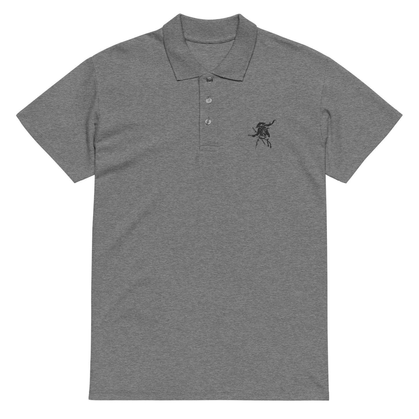 Samurai Warrior Embroidered Polo Shirt | Japanese Streetwear Casual Top