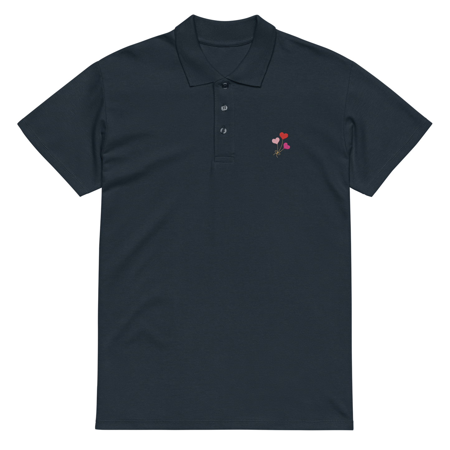 Heart Balloon Embroidered Polo Shirt | Minimal Romantic Streetwear Top