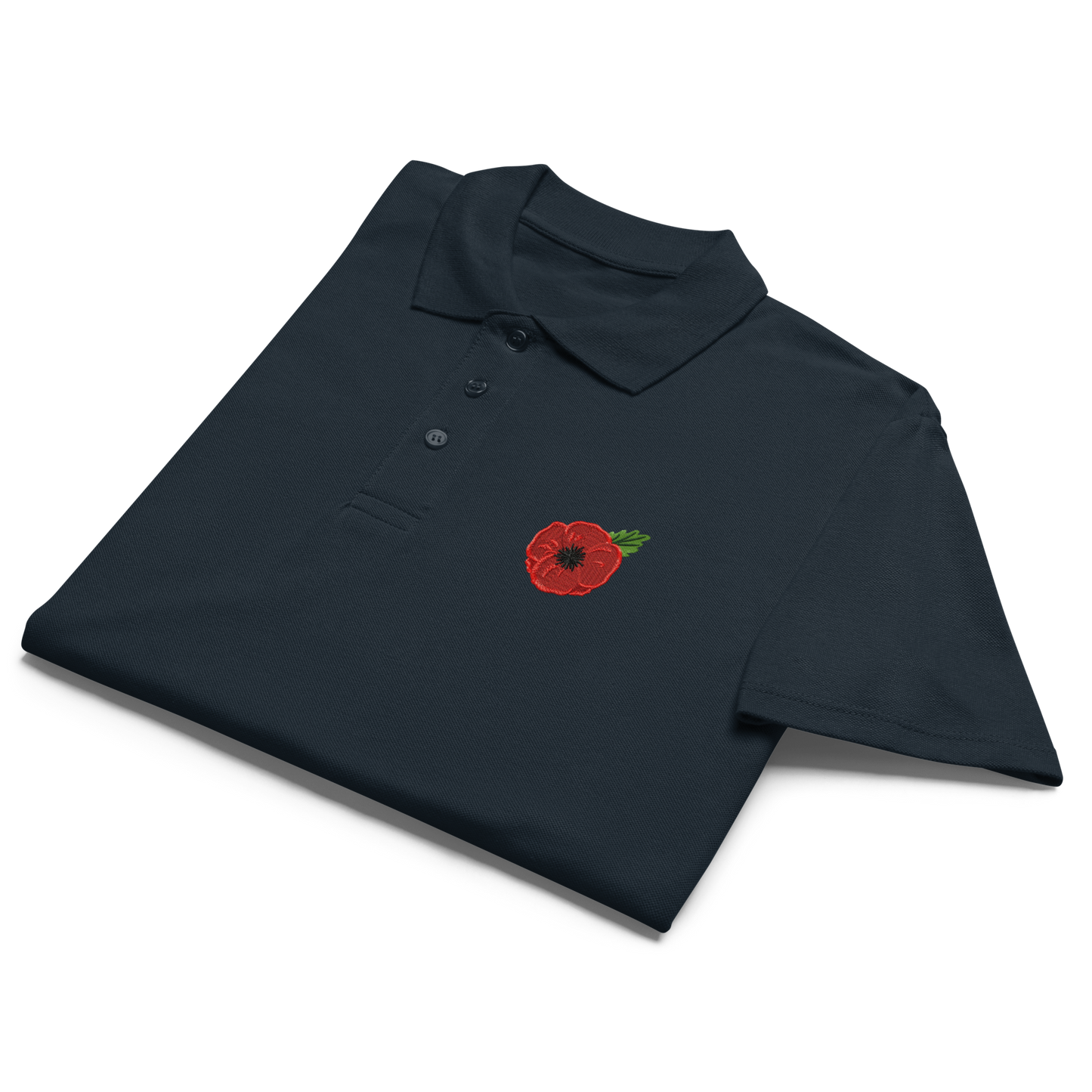 Poppy Flower Embroidered Polo Shirt | Floral Casual Streetwear Top