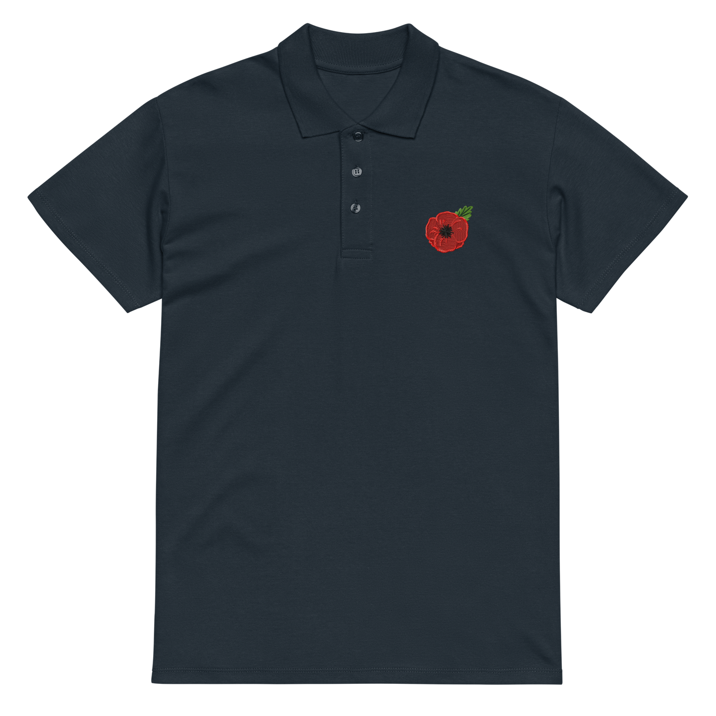 Poppy Flower Embroidered Polo Shirt | Floral Casual Streetwear Top