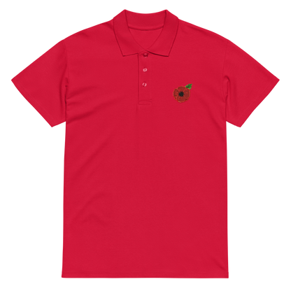 Poppy Flower Embroidered Polo Shirt | Floral Casual Streetwear Top