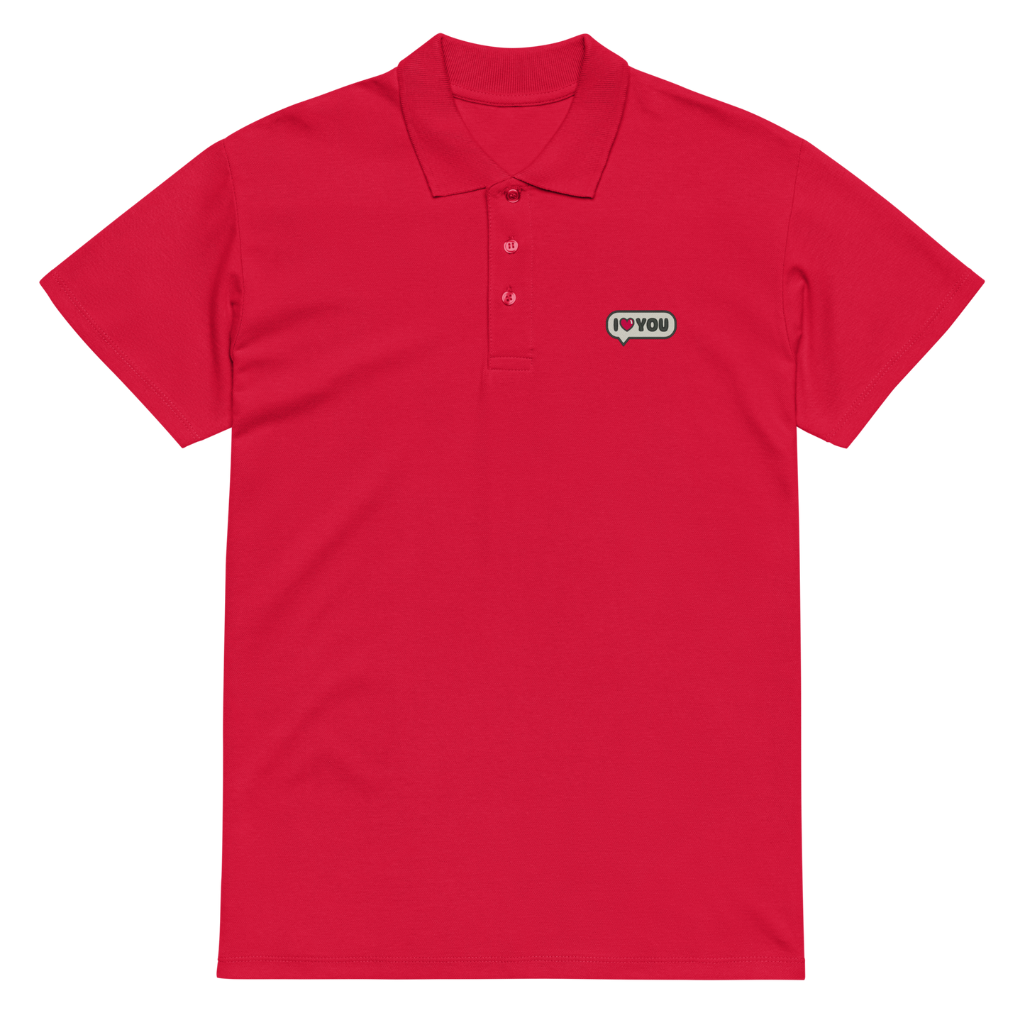 I Love You Speech Bubble Embroidered Polo Shirt | Cute Romantic Streetwear Top
