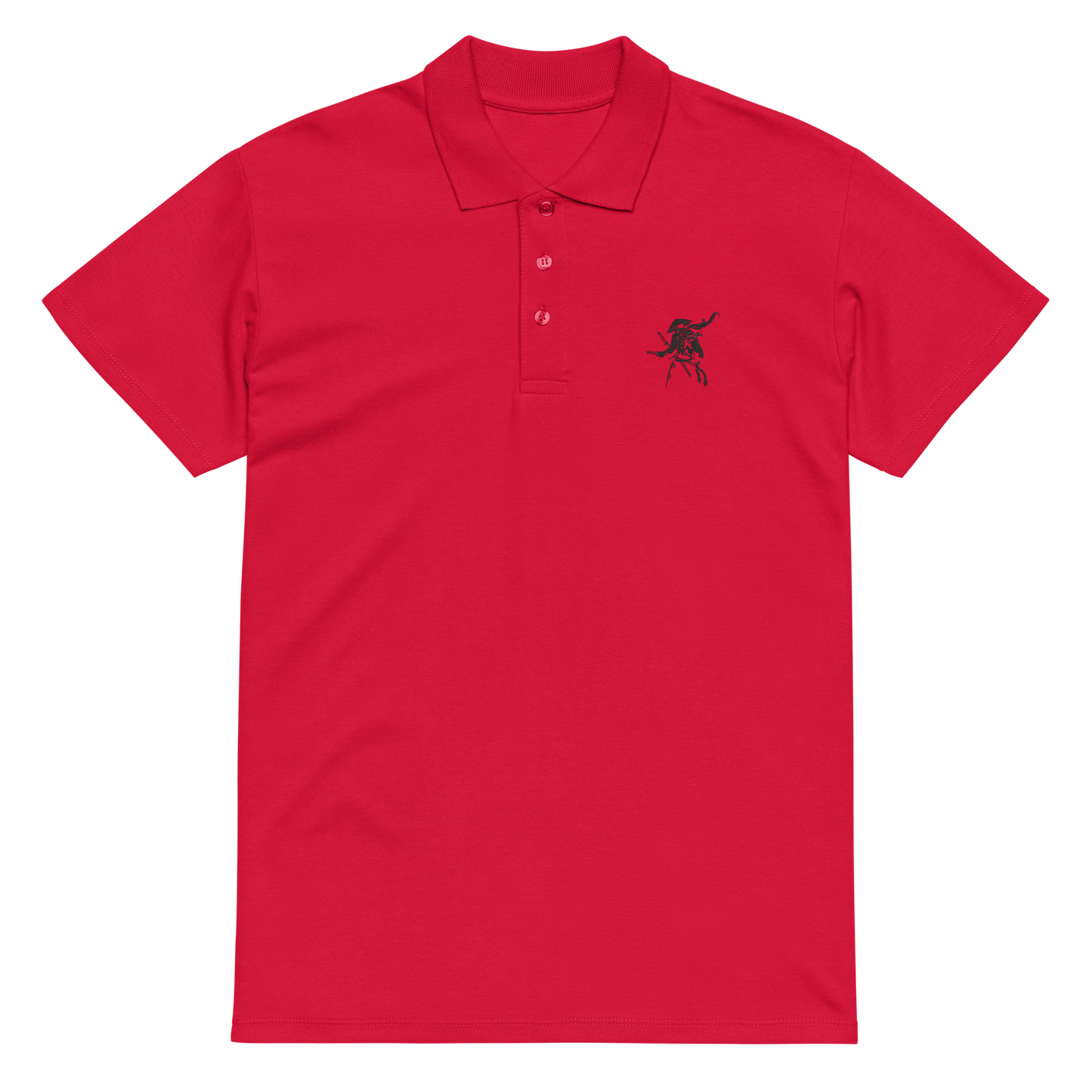 Samurai Warrior Embroidered Polo Shirt | Japanese Streetwear Casual Top