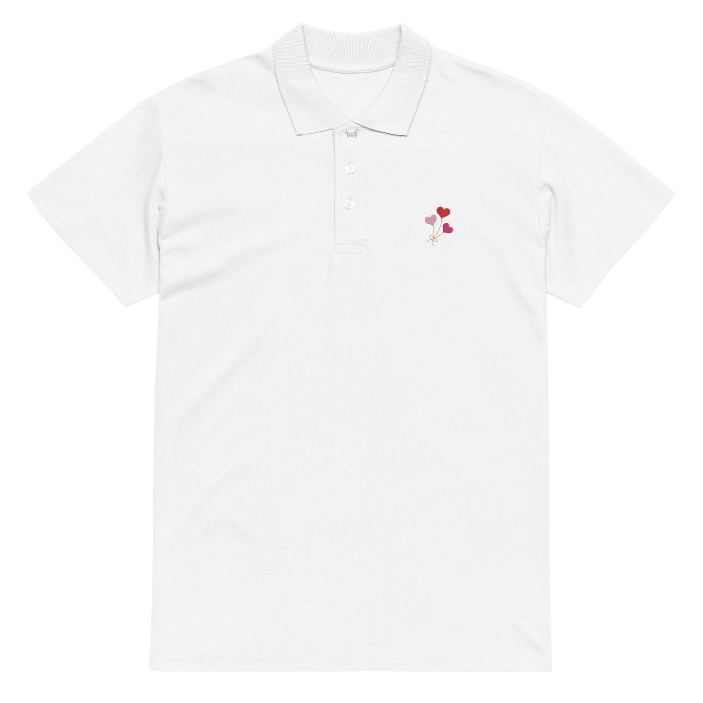 Heart Balloon Embroidered Polo Shirt | Minimal Romantic Streetwear Top