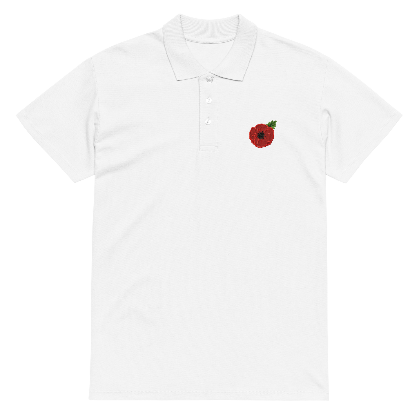 Poppy Flower Embroidered Polo Shirt | Floral Casual Streetwear Top