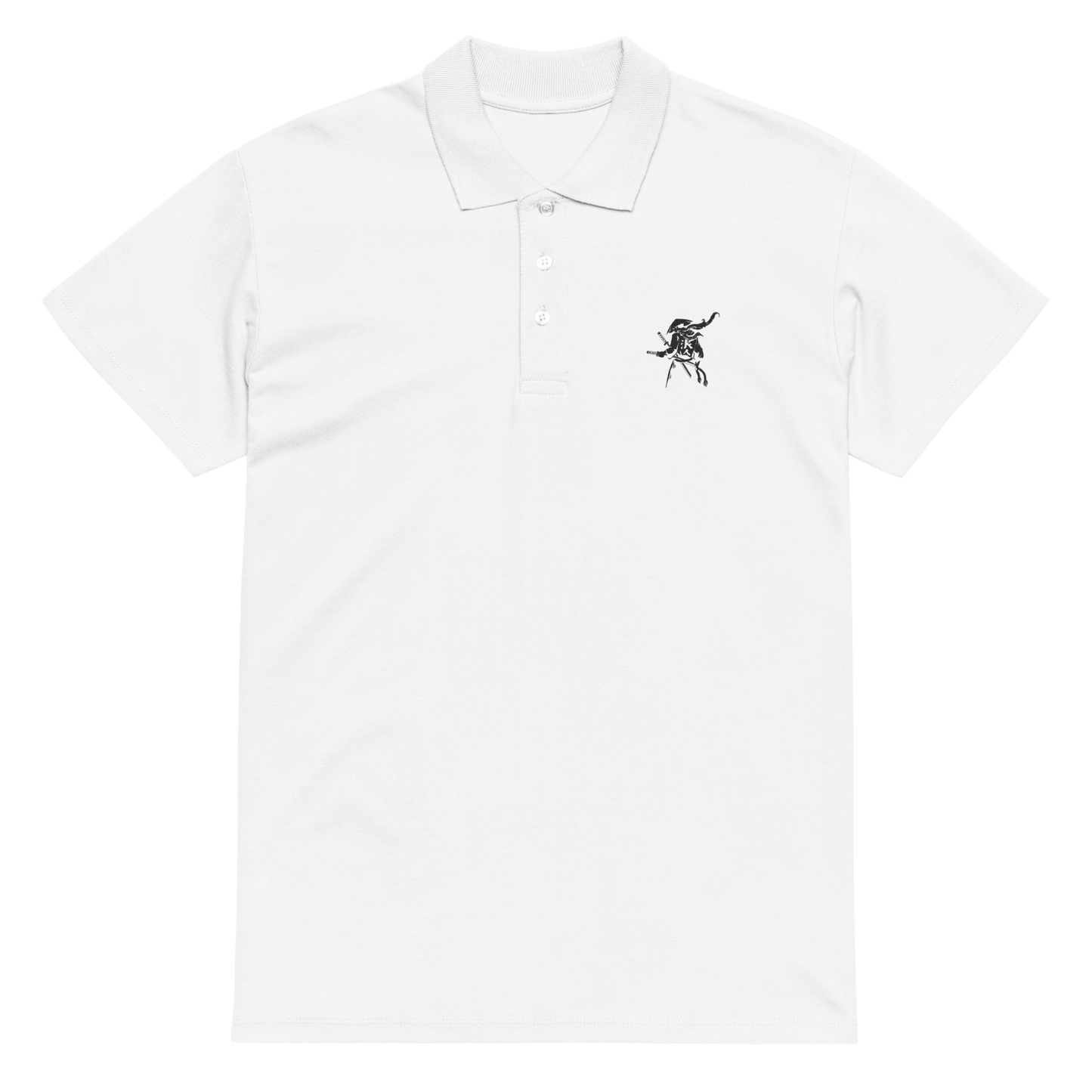 Samurai Warrior Embroidered Polo Shirt | Japanese Streetwear Casual Top